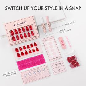 VSALON press-on nails offer 14-day hold with VE glue