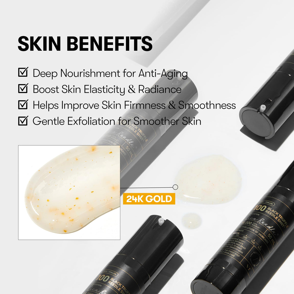 VT COSMETICS Black Truffle Reedle Shot gold flecks texture detail