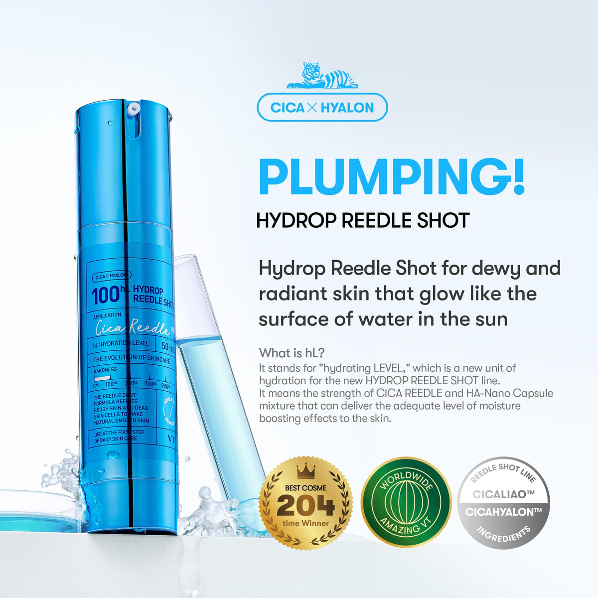 VT Cosmetics Hydrop Reedle Shot 100 Serum close-up texture for quick absorption