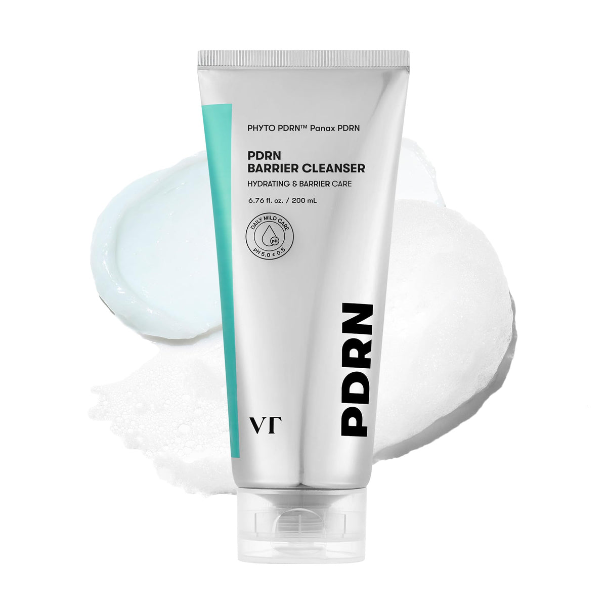 VT COSMETICS PDRN Barrier Cleanser bottle front showing gentle cleansing for sensitive skin