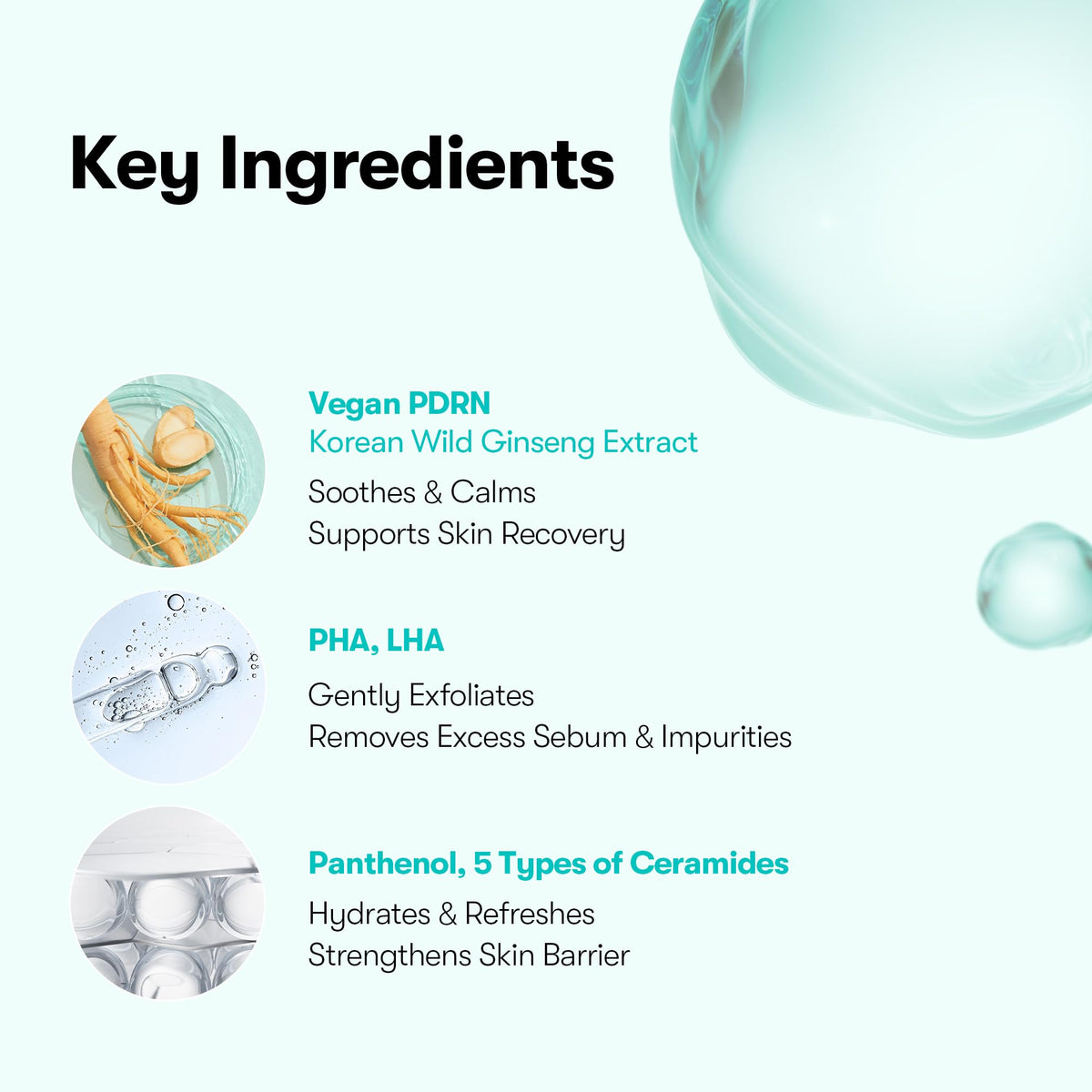 VT COSMETICS PDRN Barrier Cleanser contains PDRN, ceramides, and panthenol for hydration