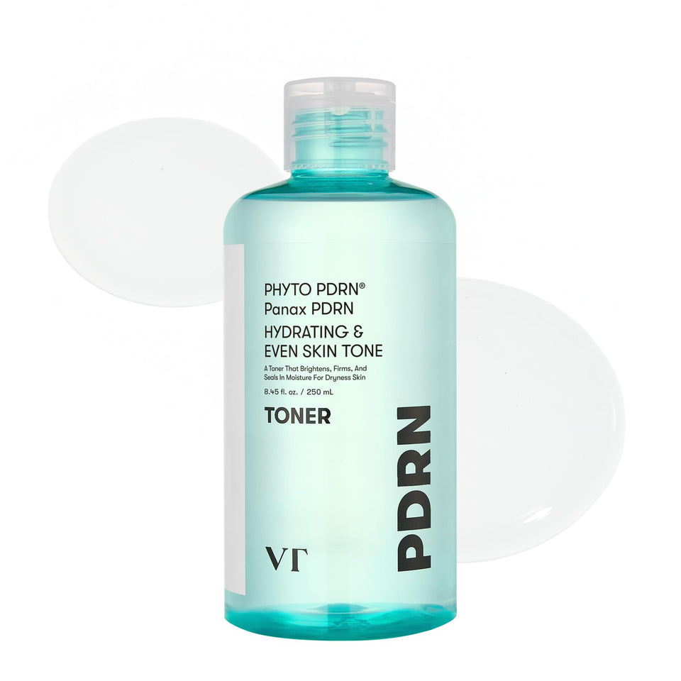 VT COSMETICS PDRN Toner bottle for daily hydration and soothing care.