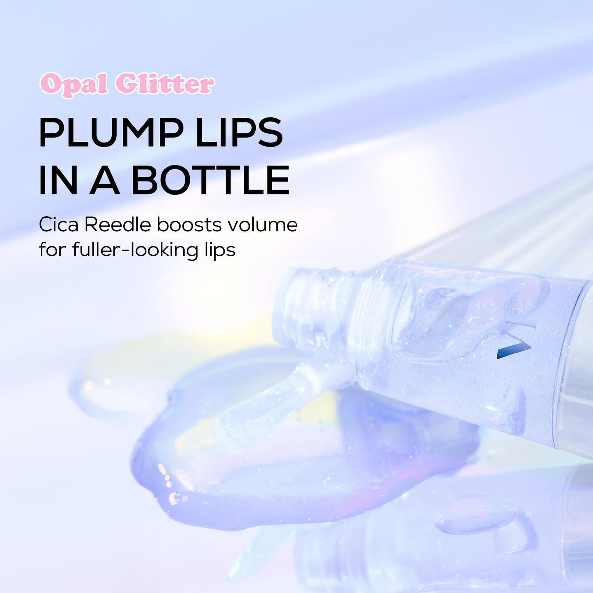 VT COSMETICS Reedle Shot Lip Plumper application closeup reveals smooth glide and comfort.