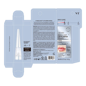 VT COSMETICS Reedle Shot Lip Plumper final-look shows voluminous, glossy lips.