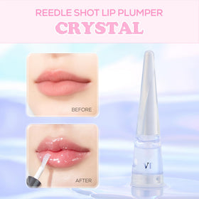 VT COSMETICS Reedle Shot Lip Plumper glitter swatch showing instant shimmer and glam.