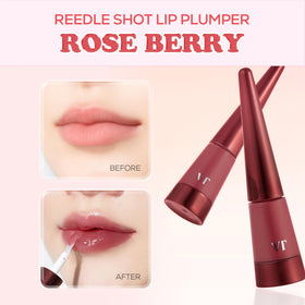 VT COSMETICS Reedle Shot Lip Plumper Rose Berry application for rosy glow