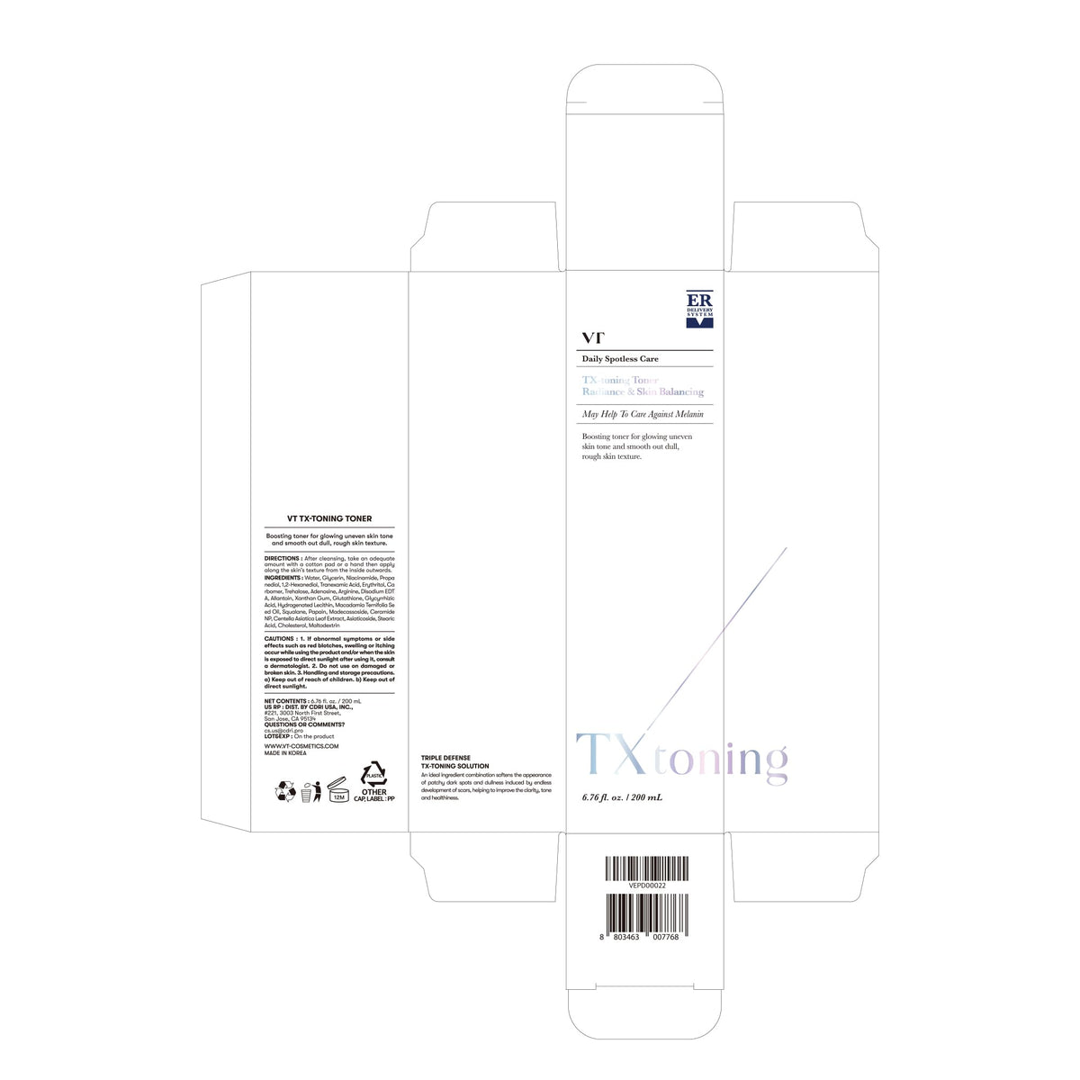 VT COSMETICS Routine step toner application for easy daily skincare.
