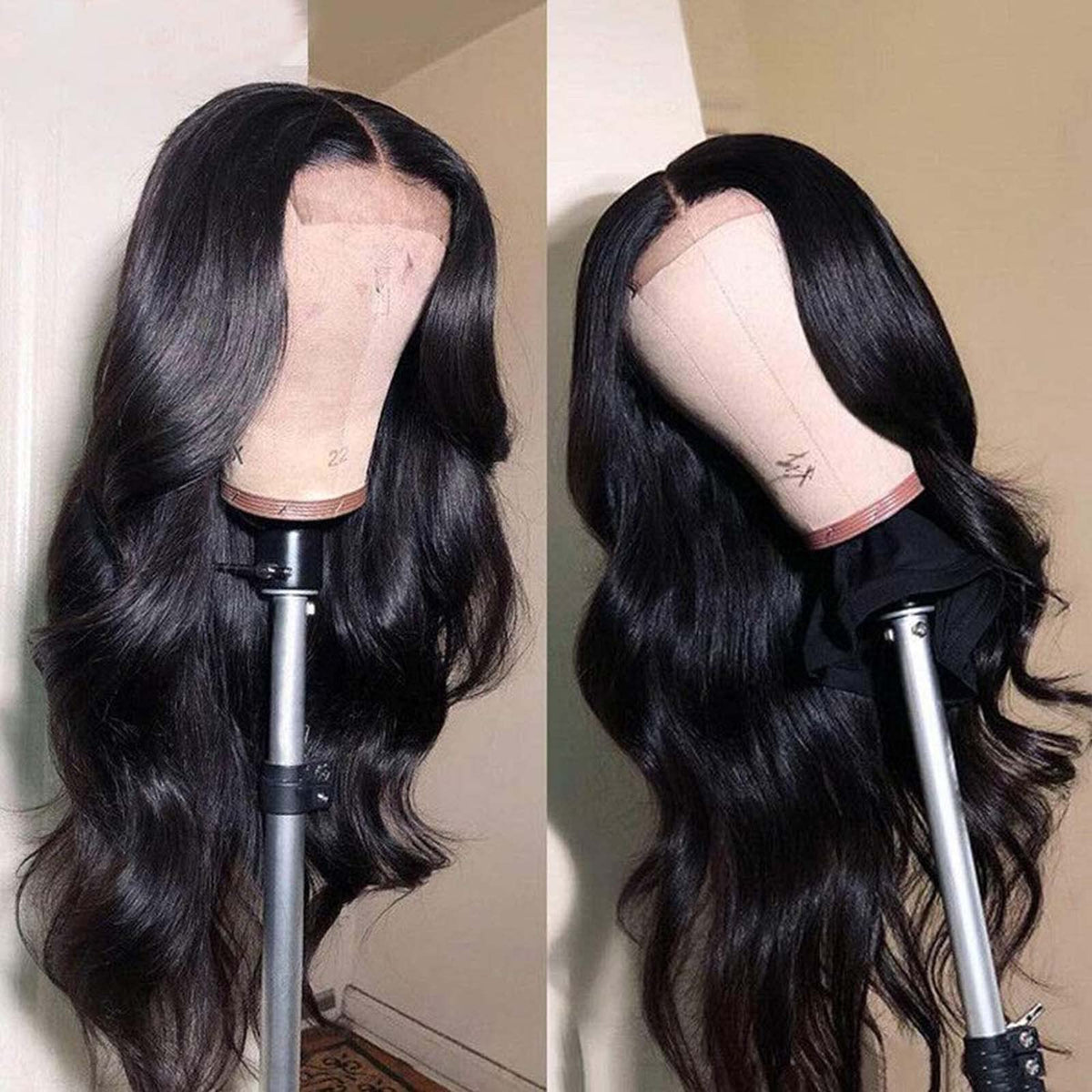 VTAOZI wig closeup hairline, realistic knots for seamless parting and styling.