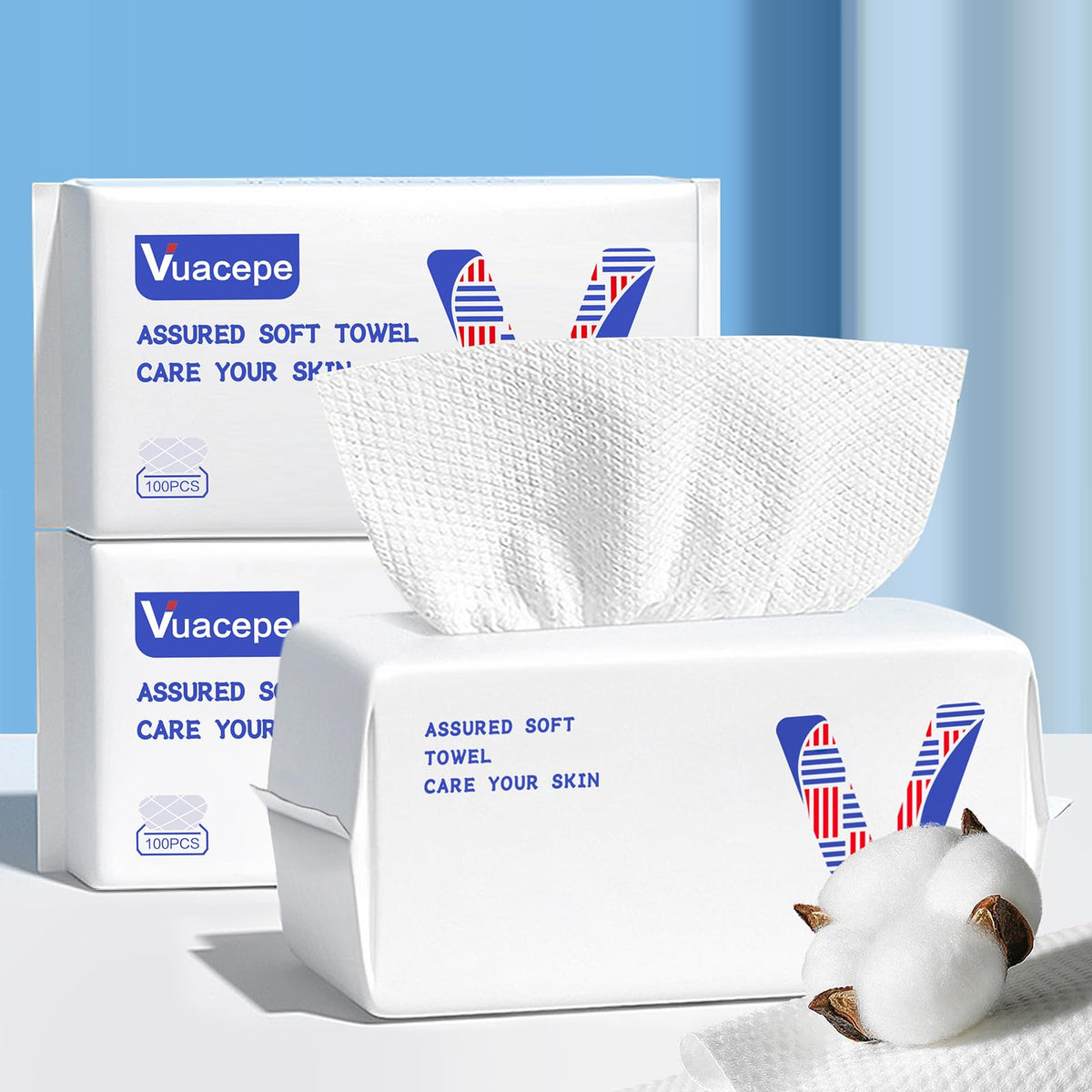 Vuacepe face towels disposable pack for daily skincare convenience