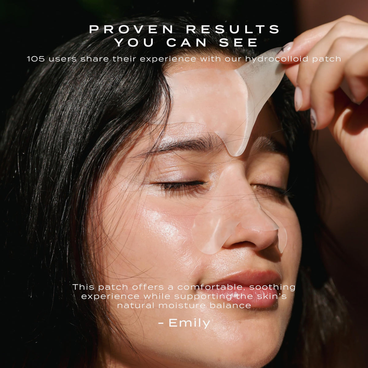 Vue Forehead Patches applied overnight for smoother texture by morning.