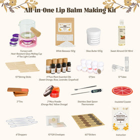 VUSIBA lip balm kit ingredients: beeswax, shea butter, and sweet almond oil for soft lips.