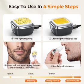 Vuteehy Nose Wax Kit showing constant temperature indicators for safe operation
