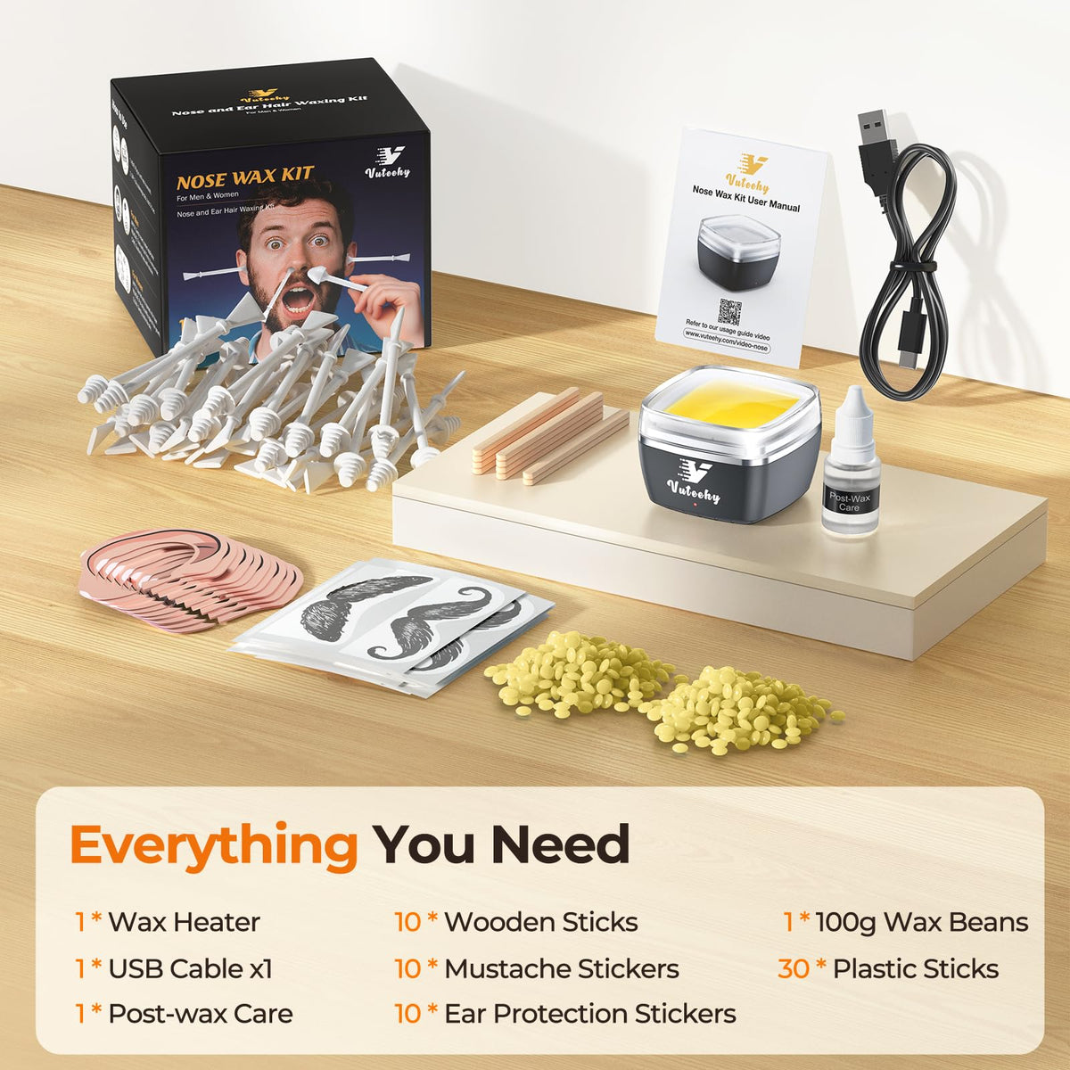 Vuteehy Nose Wax Kit fragrance-free formula minimizes irritation