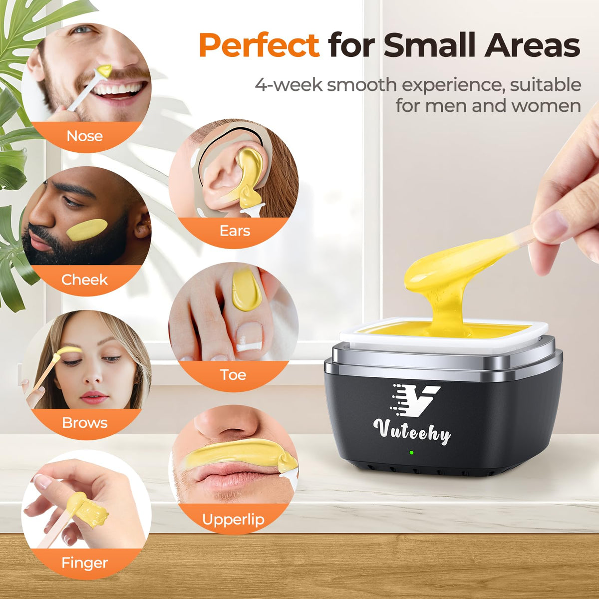 Vuteehy Nose Wax Kit used on multiple areas like nose, ears, and eyebrows