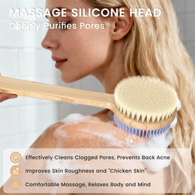 Bamboo long handle provides comfortable reach to hard-to-reach areas.