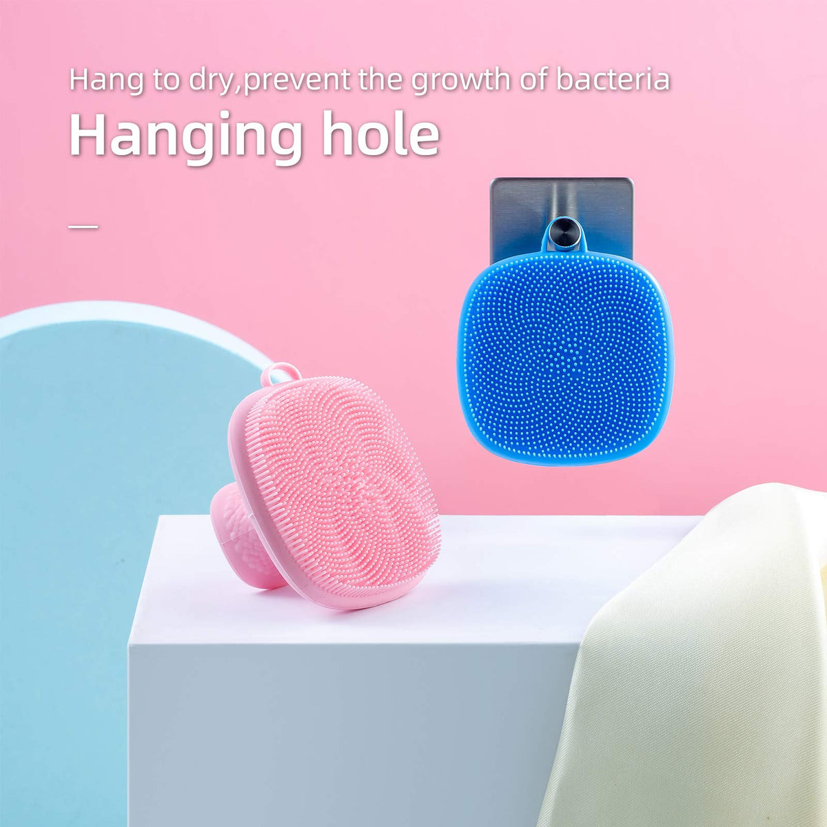 Hanging hole on VWMYQ scrubber for easy storage and drying.