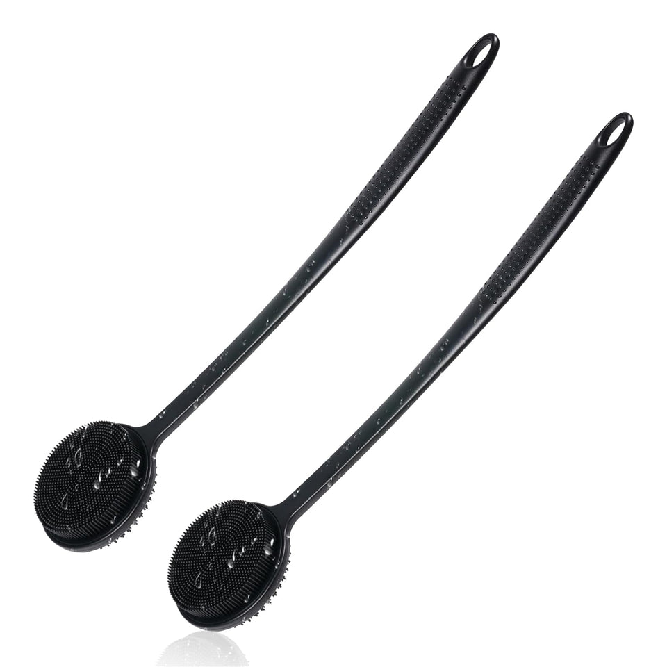 VWMYQ back scrubber with 17-inch handle providing easy reach and exfoliation