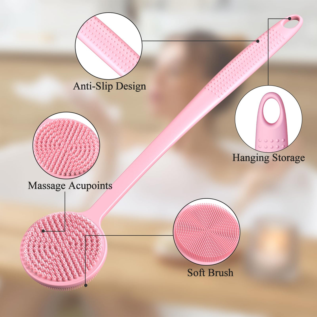 vwmyq back scrubber exfoliation side removes dirt while massaging.