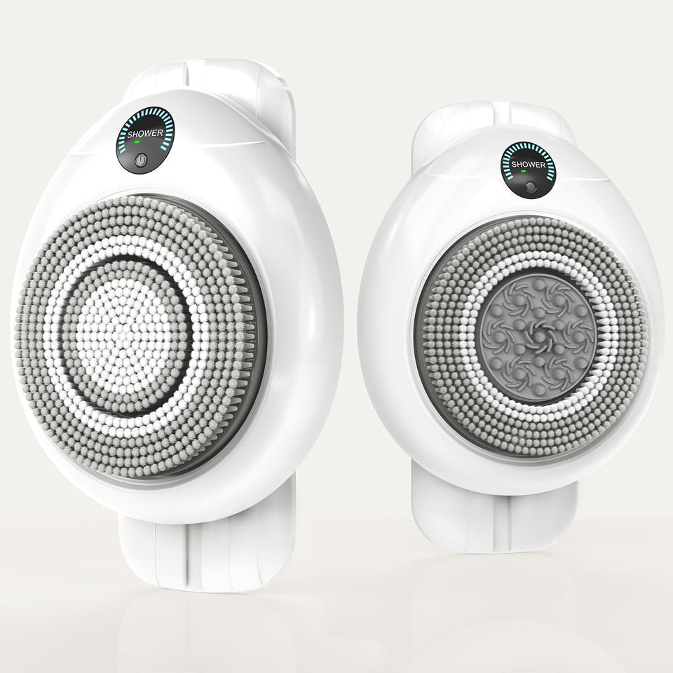 VWMYQ electric back scrubber wall-mounted for hands-free back cleansing.