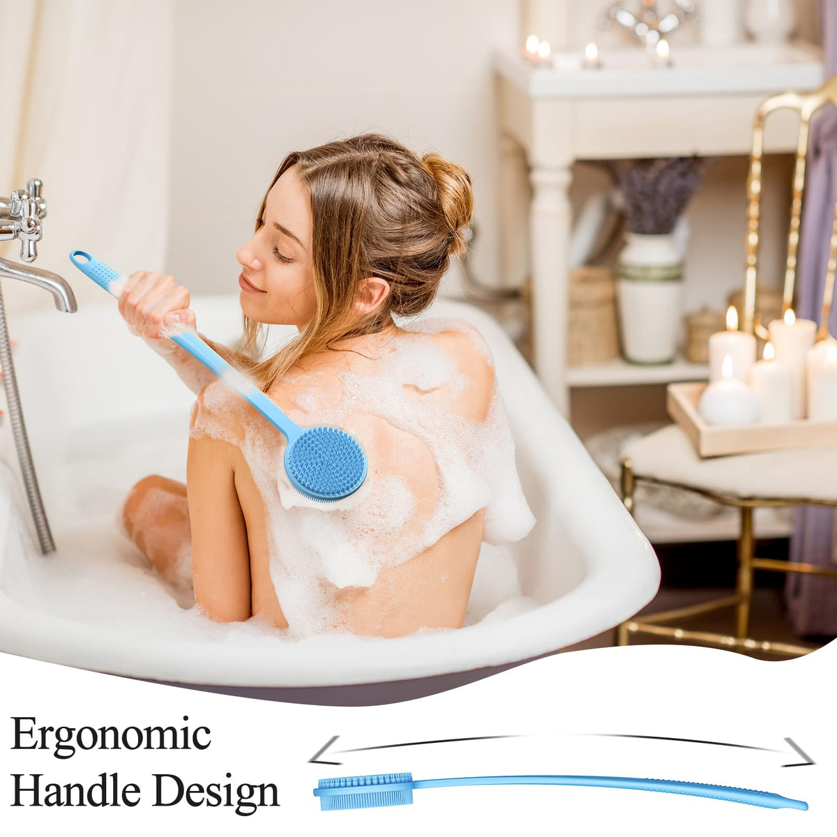 vwmyq silicone back brush head is skin-friendly and quick-drying.