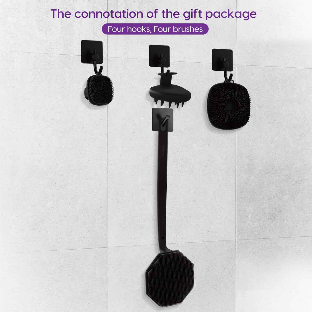 VWMYQ storage hooks keep shower space tidy and accessible