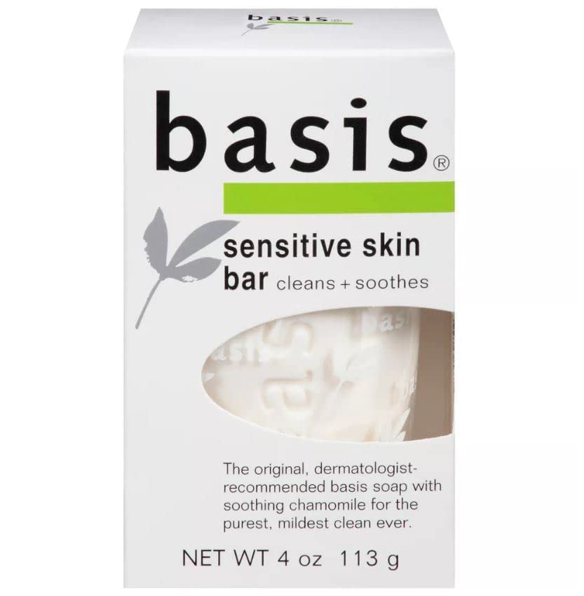 Vxoyo Basis cleansing bar front view with packaging, ideal for daily sensitive-skin routines.