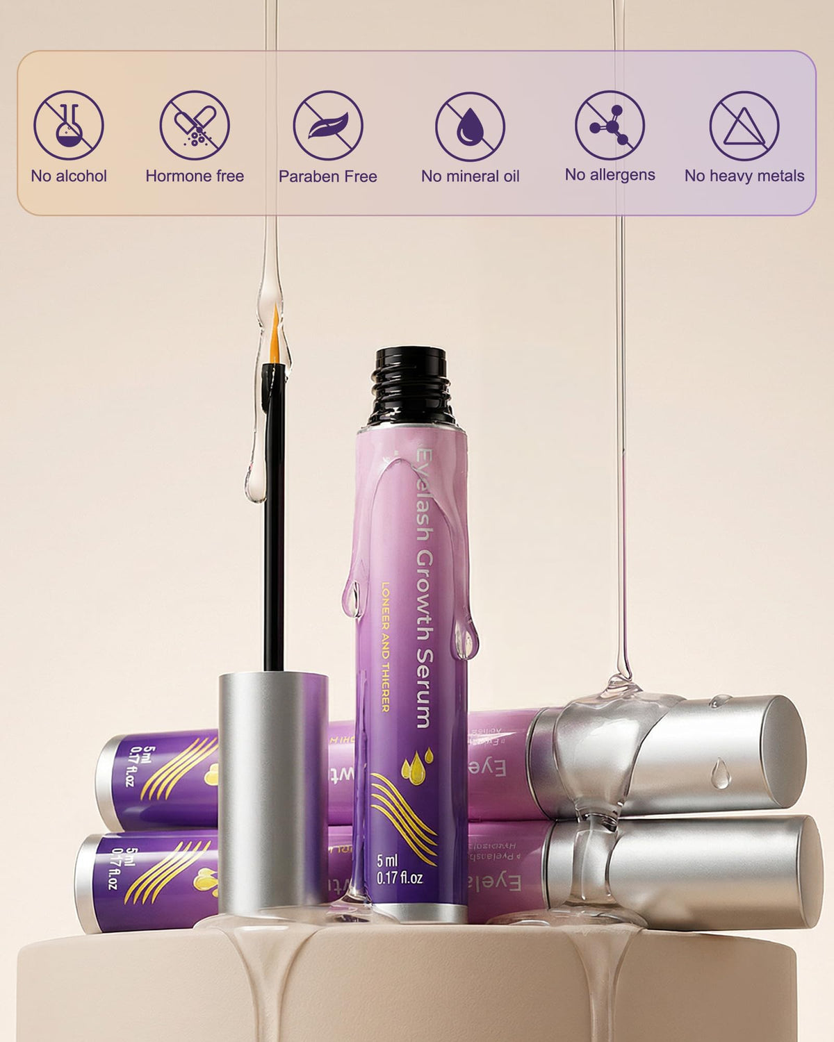 Vxzit eyelash serum beside makeup remover for easy nightly routine.