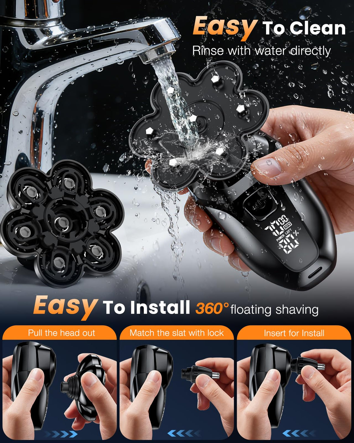 Vylto head shaver cleaning brush helps maintenance and longevity.