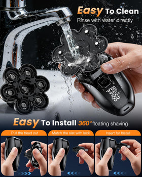 Vylto head shaver cleaning brush helps maintenance and longevity.