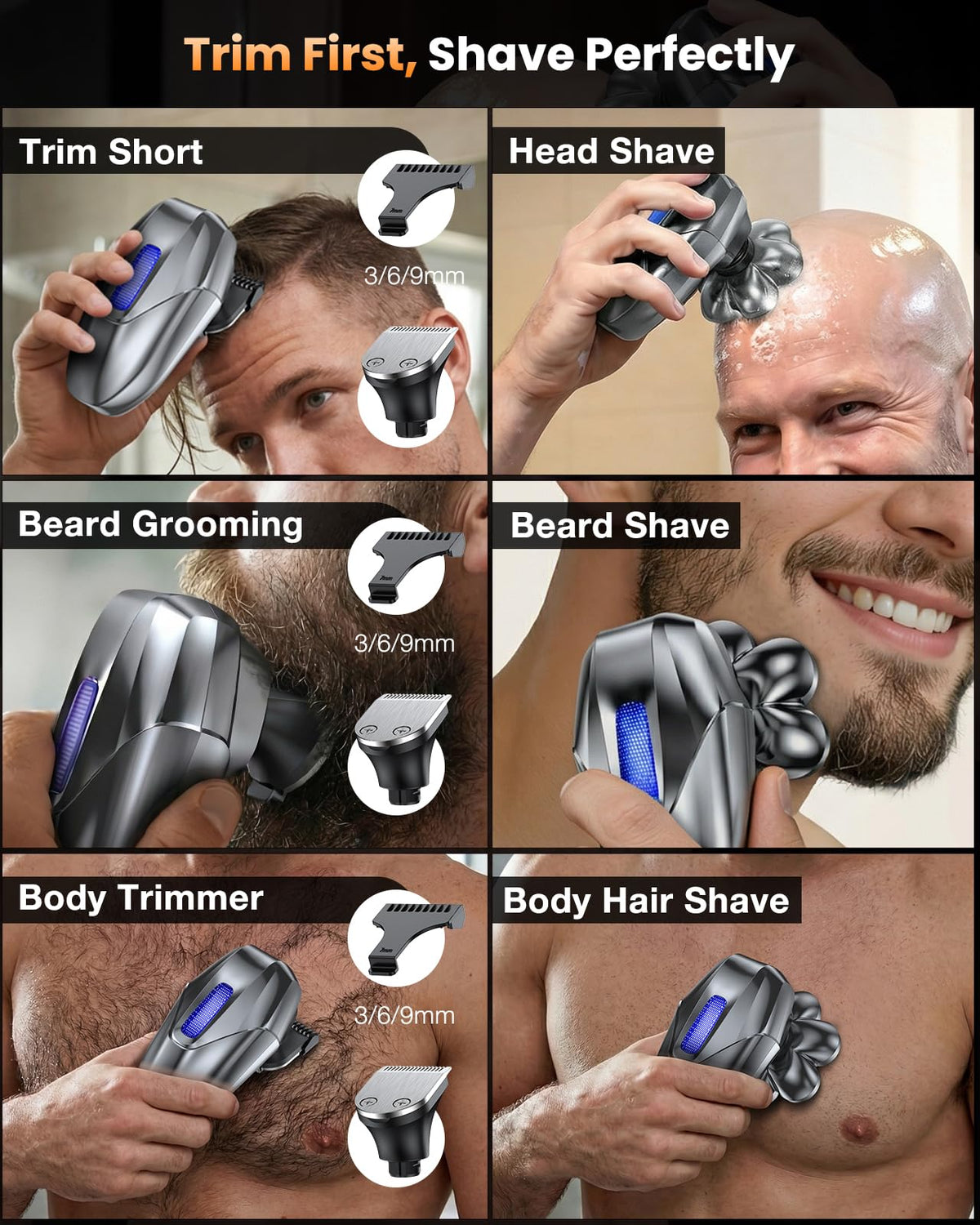 Vylto head shaver wet/dry versatility enables seamless grooming anywhere.