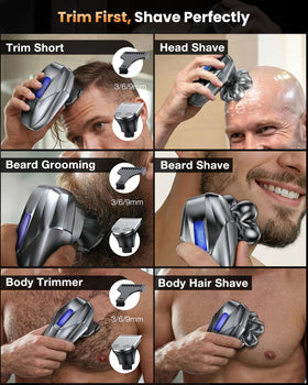 Vylto head shaver wet/dry versatility enables seamless grooming anywhere.