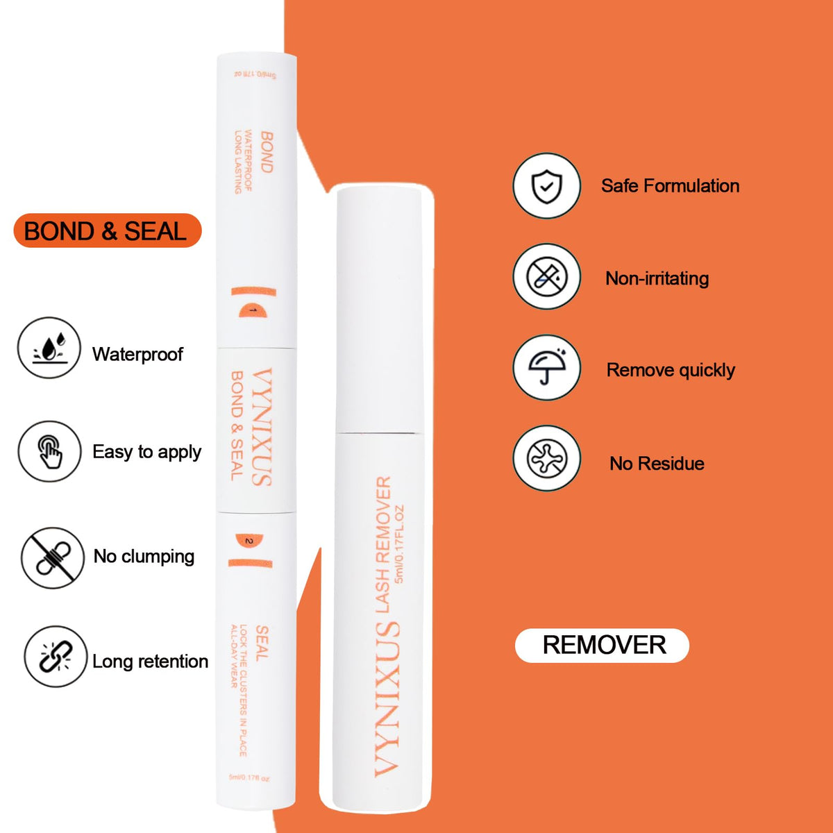 VYNIXUS cluster lash remover clear oil enables quick, residue-free removal