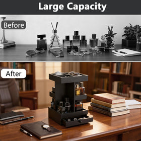 VYNOPA rotating organizer with drawer open for daily essentials storage