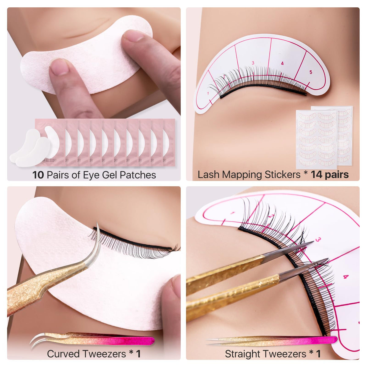 Vznffur lash kit eye patches close-up for comfortable practice sessions.