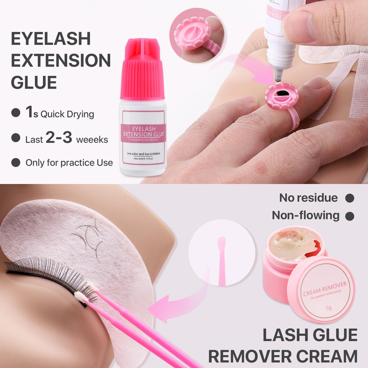 Vznffur lash kit practice lashes tray close-up for easy placement drills.