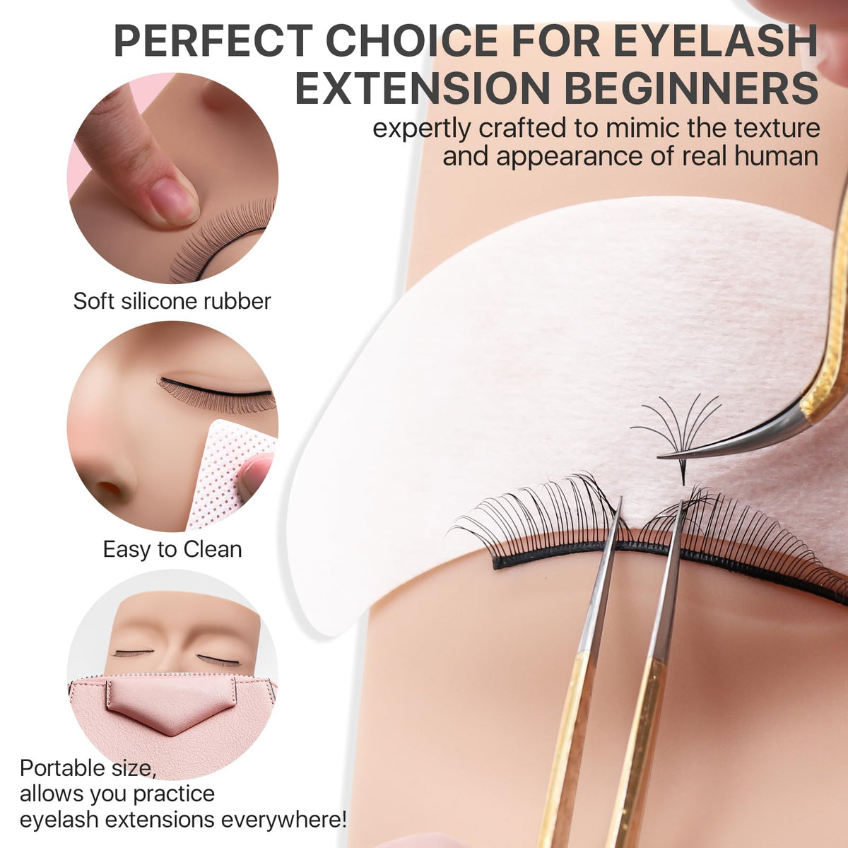 Vznffur lash kit tweezers close-up for precise lash placement practice.