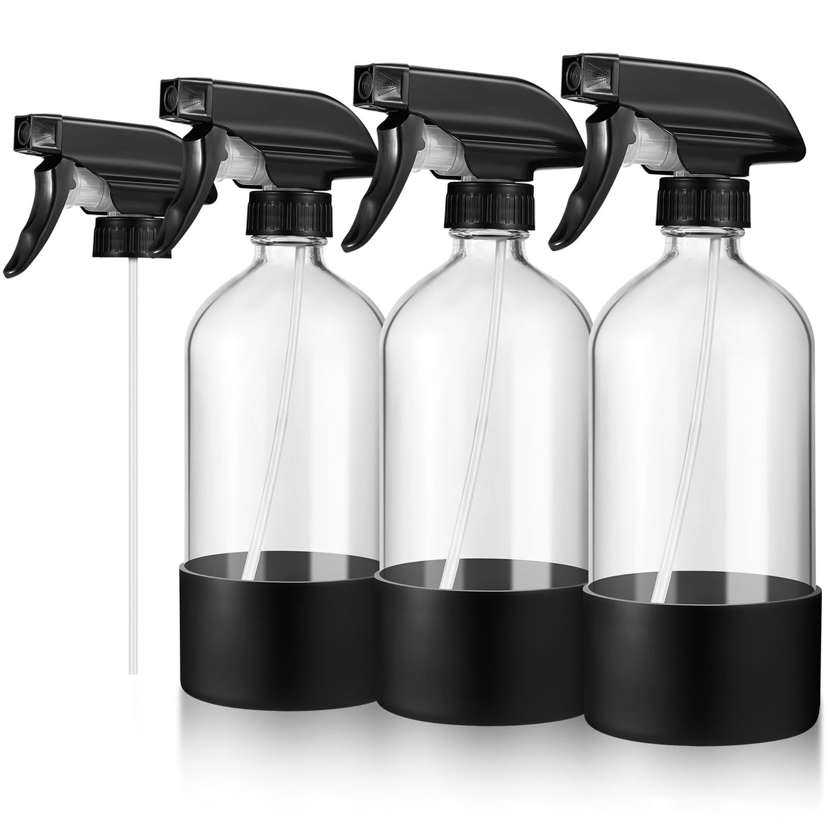 VZZNN 16oz glass spray bottle with silicone sleeve for safe, even misting.