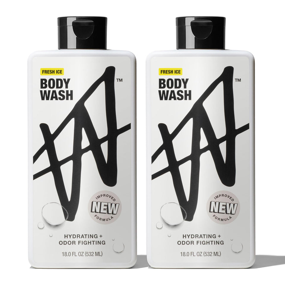 W By Jake Paul body wash bottle pouring shows crisp scent and cleansing action