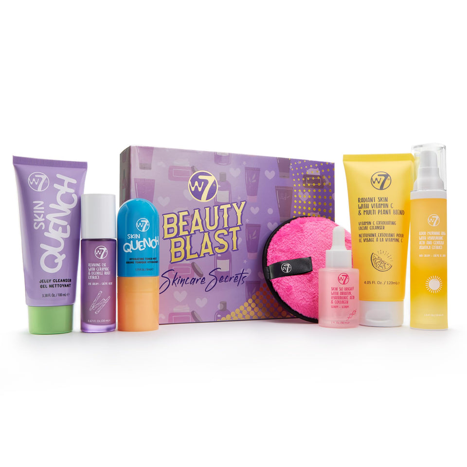 W7 Beauty Blast set box showcasing a complete skincare routine for gifting and daily use.