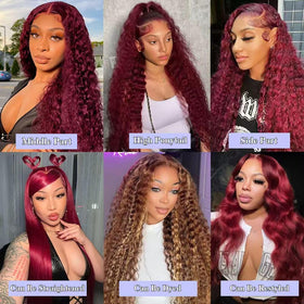 Burgundy wig ideal for parties and weddings with vibrant color