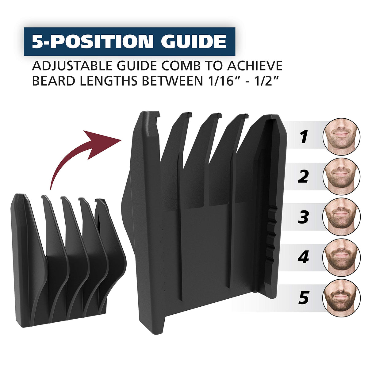 Wahl guide comb 1/16 inch for fine detailing.