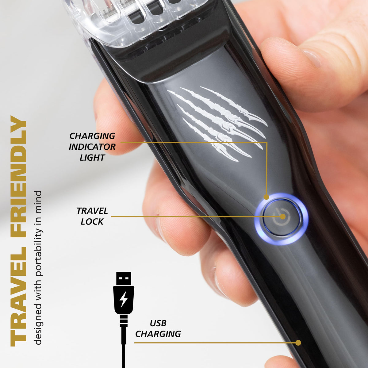 Wahl Manscaper Grizzly LED indicators show charging status at a glance