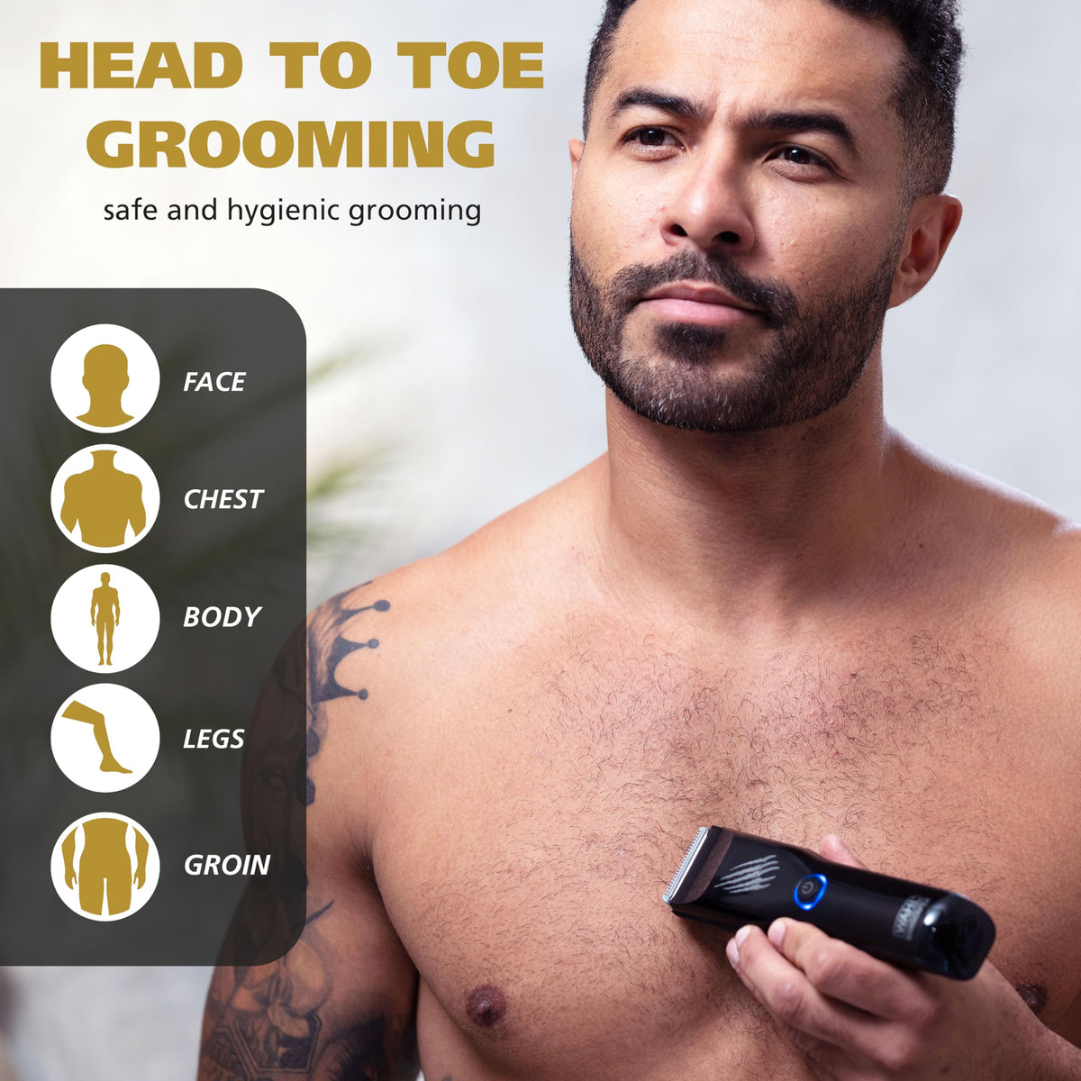 Wahl Manscaper Grizzly waterproof wet/dry design for shower or dry use