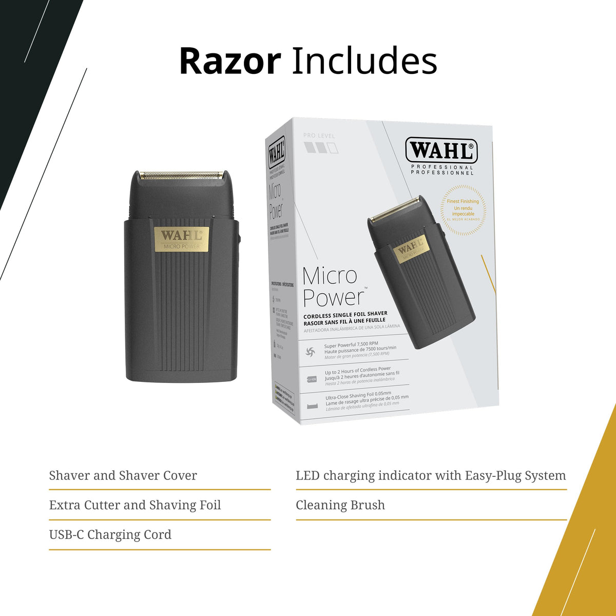 Wahl Micro Power Shaver with extra cutter and foil included.