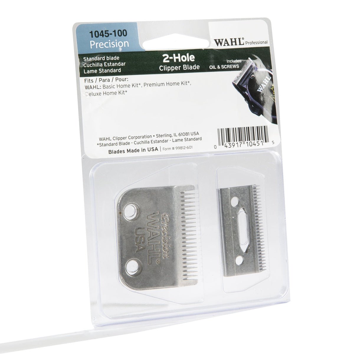 Wahl Precision blade with included oil demonstrates smooth lubrication for maintenance.