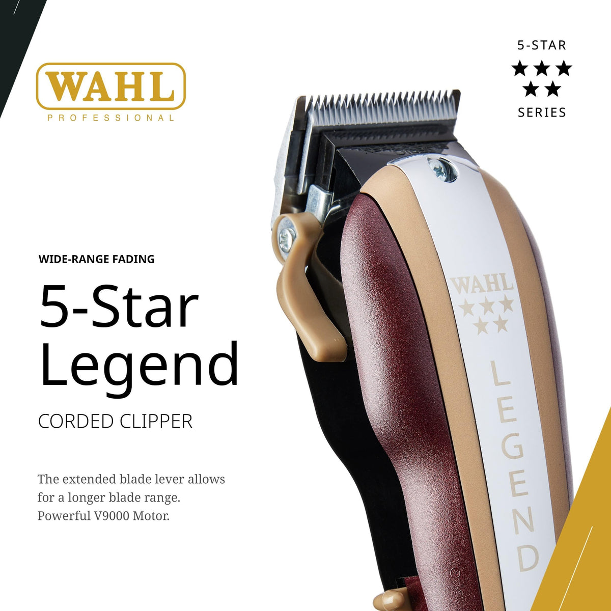 Wahl Professional 5 Star Legend clipper side view showing compact, balanced design for comfortable use