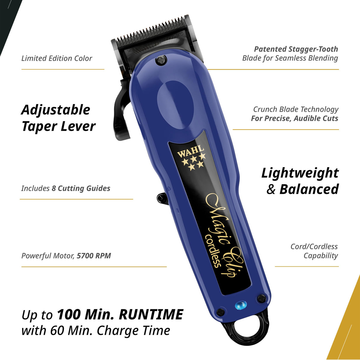 Wahl 5 Star Clip with smart LED indicator enabling quick power checks.