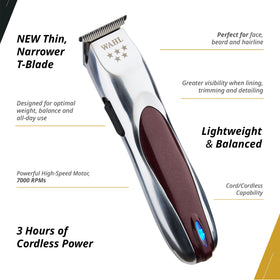 Cordless design of Wahl Align Trimmer for flexible grooming without cords.