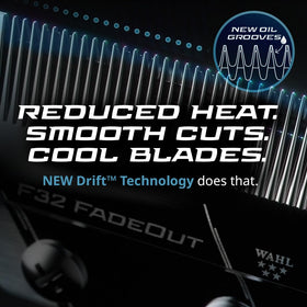 Wahl Professional F32 FadeOut blade teeth detail highlights high-density teeth for consistent feeding.