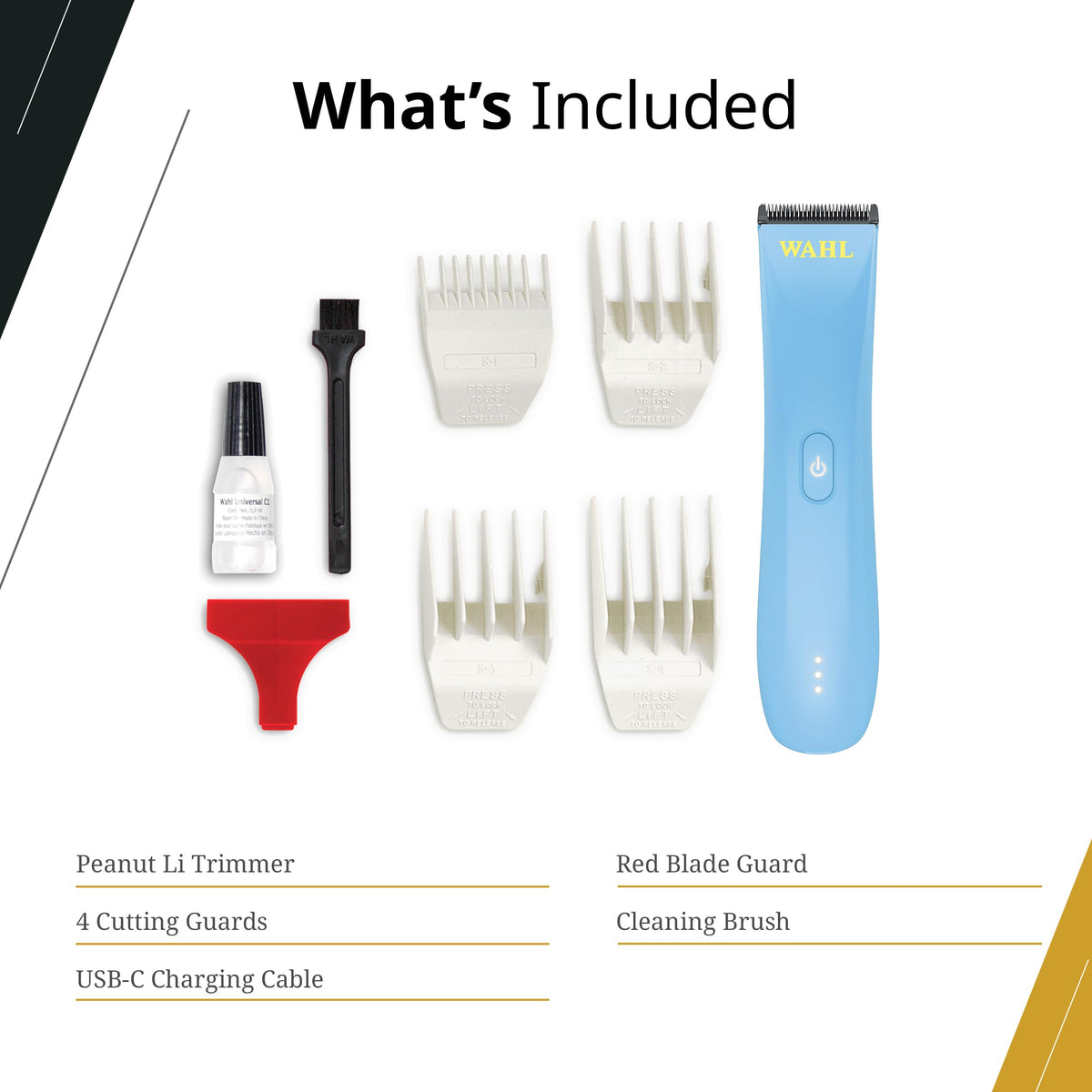 Wahl Professional Peanut Li cordless trimmer travel lock engaged for safe transit.